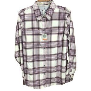 New Ridgecut Button Down Shirt Womens L Plaid Long-Sleeve Top Purple Flannel